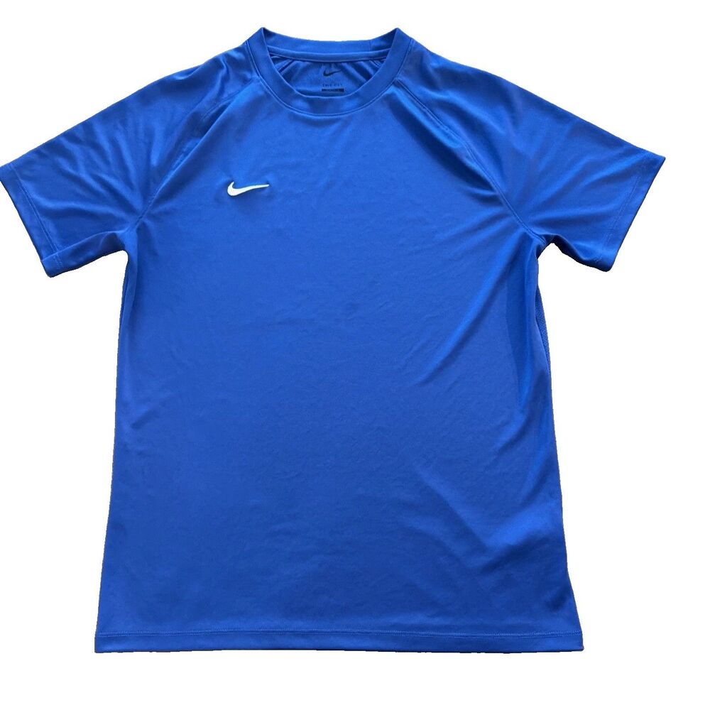 Nike Dri-FIT Men's M Blue Short Sleeve Crew Neck Athletic Fit T-Shirt slim fit